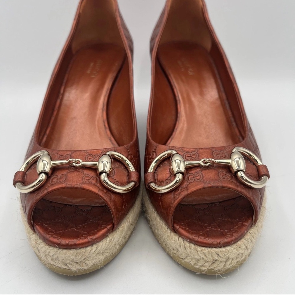 Gucci Women's Copper Brown GG Wedges. Size 36 1/2. Used…in pristine condition! - Picture 9 of 10